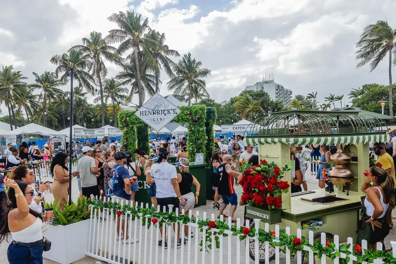 Hendrick's gazebo bar under palm trees